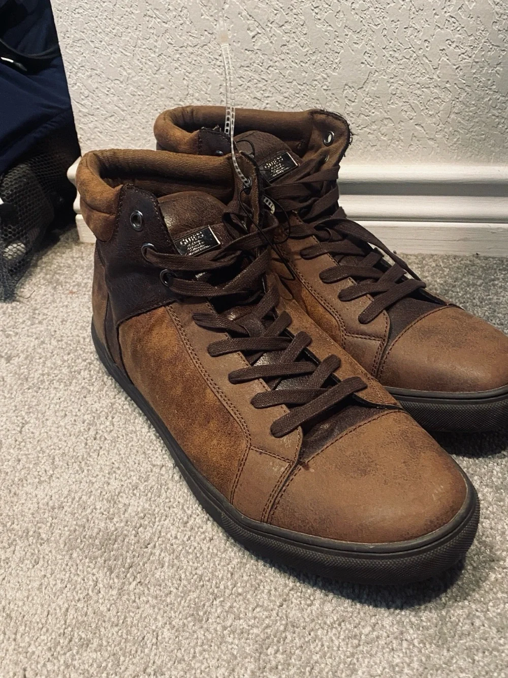 Guess Men's Brown Two-Tone High Top Shoes - Size 13